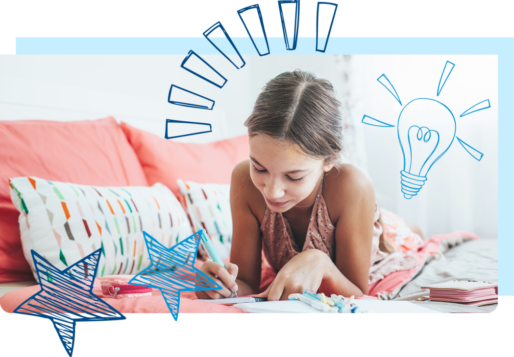 Image of child writing in a notebook.