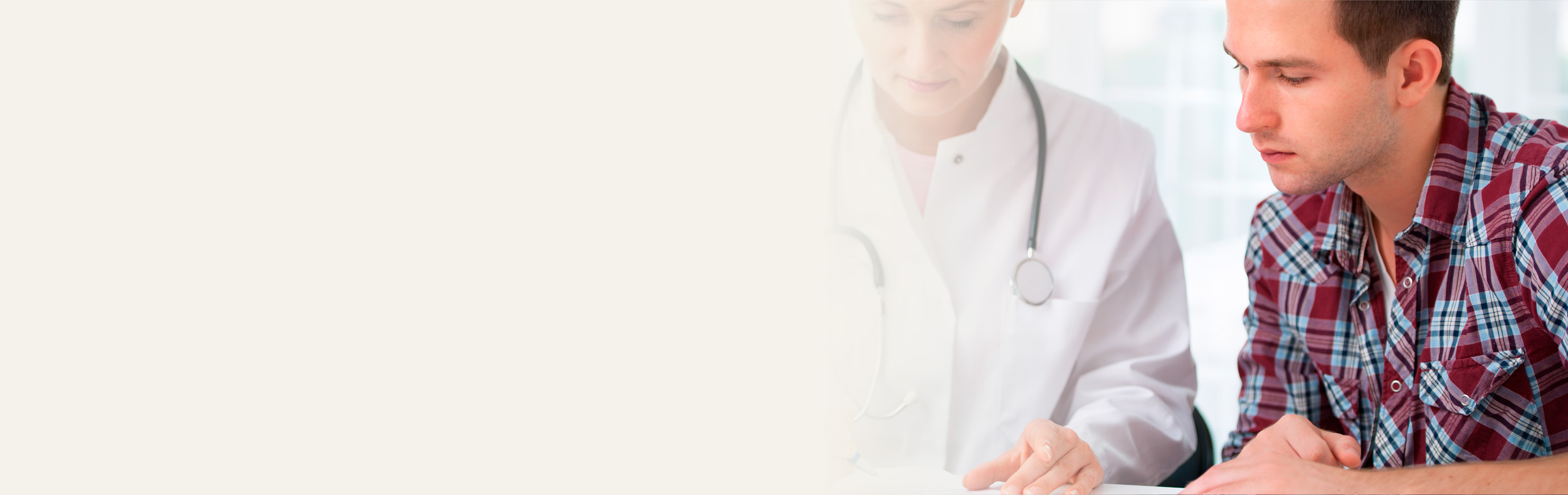 Image of young adult patient and doctor.